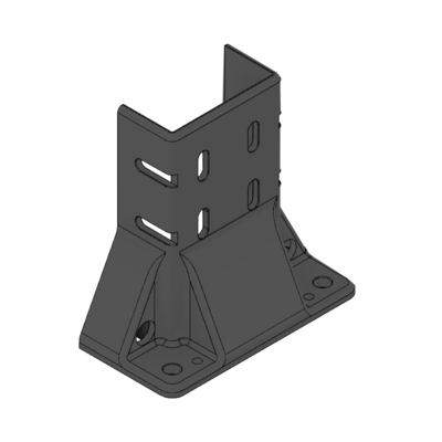 33B-45903S-7 MODULAR SOLUTIONS ELITE FOOT 45MM X 90MM THREE SIDED, 12MM FLOOR ANCHOR HOLES W/HARDWARE